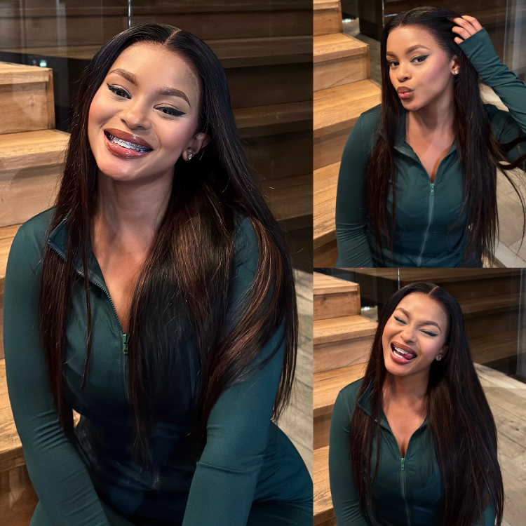 [drihanna_dm]'s Special Link PreMax Wigs | Ultra Natural Hairline Brown Highlight & Natural Black Silky Straight Glueless 13x4 Frontal Lace Long Wig Pre-Cut Lace
