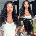 [dandelion_black2]'s Special Link PreMax 180% / 220% Density Water Wave Glueless Flexi-Fit Drawstring 13x4 Frontal Lace Fluffy Curly Wig Pre-Cut Lace