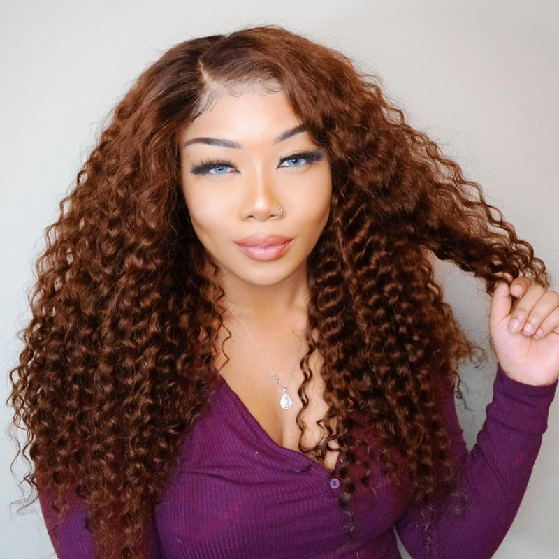Outler | Chestnut Brown Full Frontal Lace Wig Deep Wave