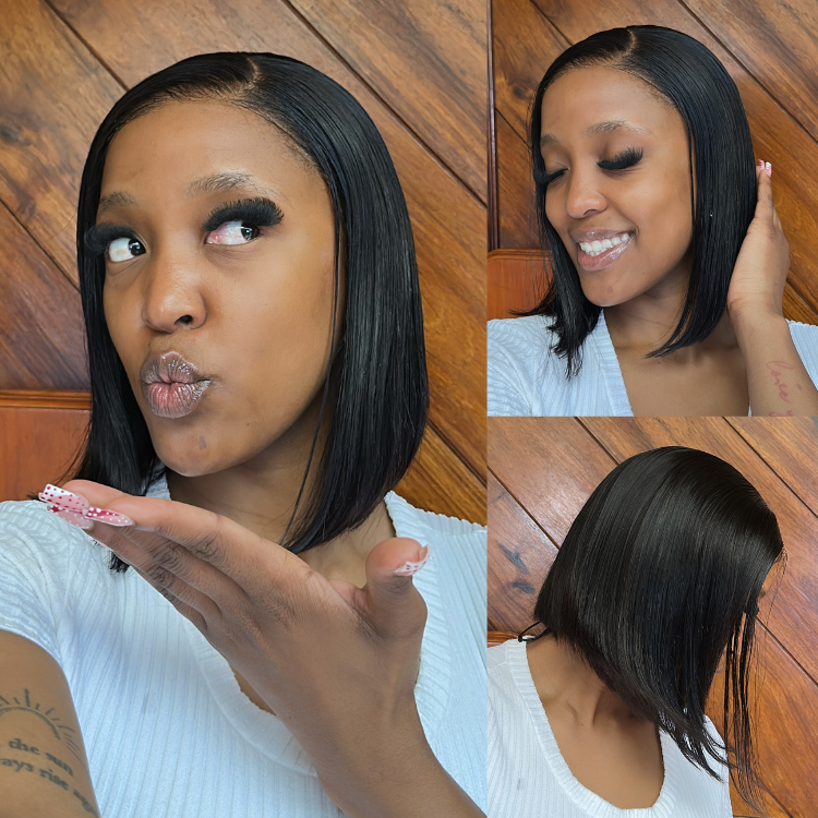 [mami_lesaaa]'s Special Link NatureMAX™ Silky Blunt Cut Bob Glueless Ear-to-ear 13x4 HD Lace Front Wig Pre-Cut Lace Flexi-Fit Drawstring Cap