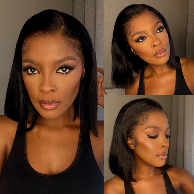 [nomsamadida]'s Special Link NatureMAX™ Silky Blunt Cut Bob Glueless Ear-to-ear 13x4 HD Lace Front Wig Pre-Cut Lace Flexi-Fit Drawstring Cap