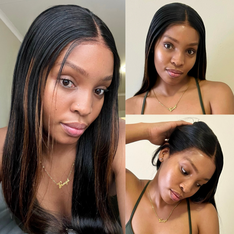 [maziibuko_n]'s Special Link PreMax Wigs | Ultra Natural Hairline Brown Highlight & Natural Black Silky Straight Glueless 13x4 Frontal Lace Long Wig Pre-Cut Lace