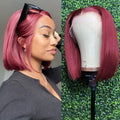 SDD 99J Burgundy Color Short Bob Wigs Straight Human Hair Wig 13X4 Lace Front Wigs