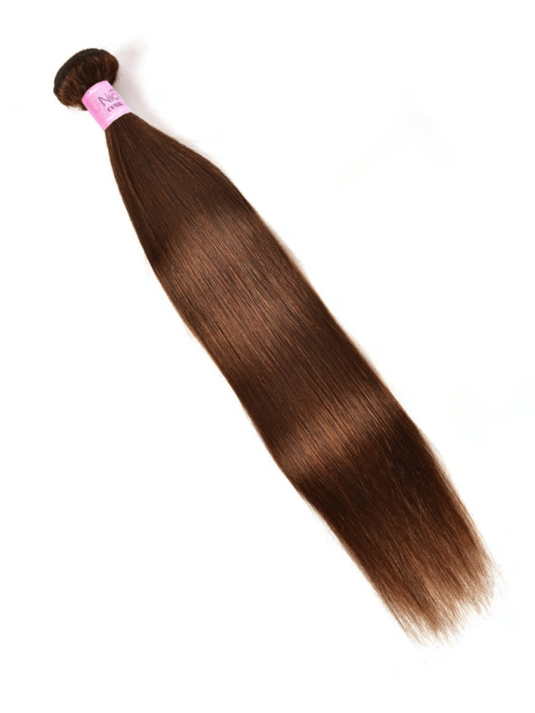 The UNice Rare Human Hair Weave #4 Body Wave & Straight Hair Bundles 1 Bundle Deal detail image shows brazilian straight hair extensions and body wave texture, straight.
