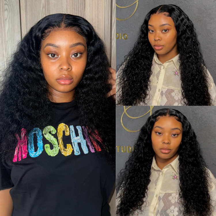 [noluuu_]'s Special Link PreMax 180% / 220% Density Water Wave Glueless Flexi-Fit Drawstring 13x4 Frontal Lace Fluffy Curly Wig Pre-Cut Lace