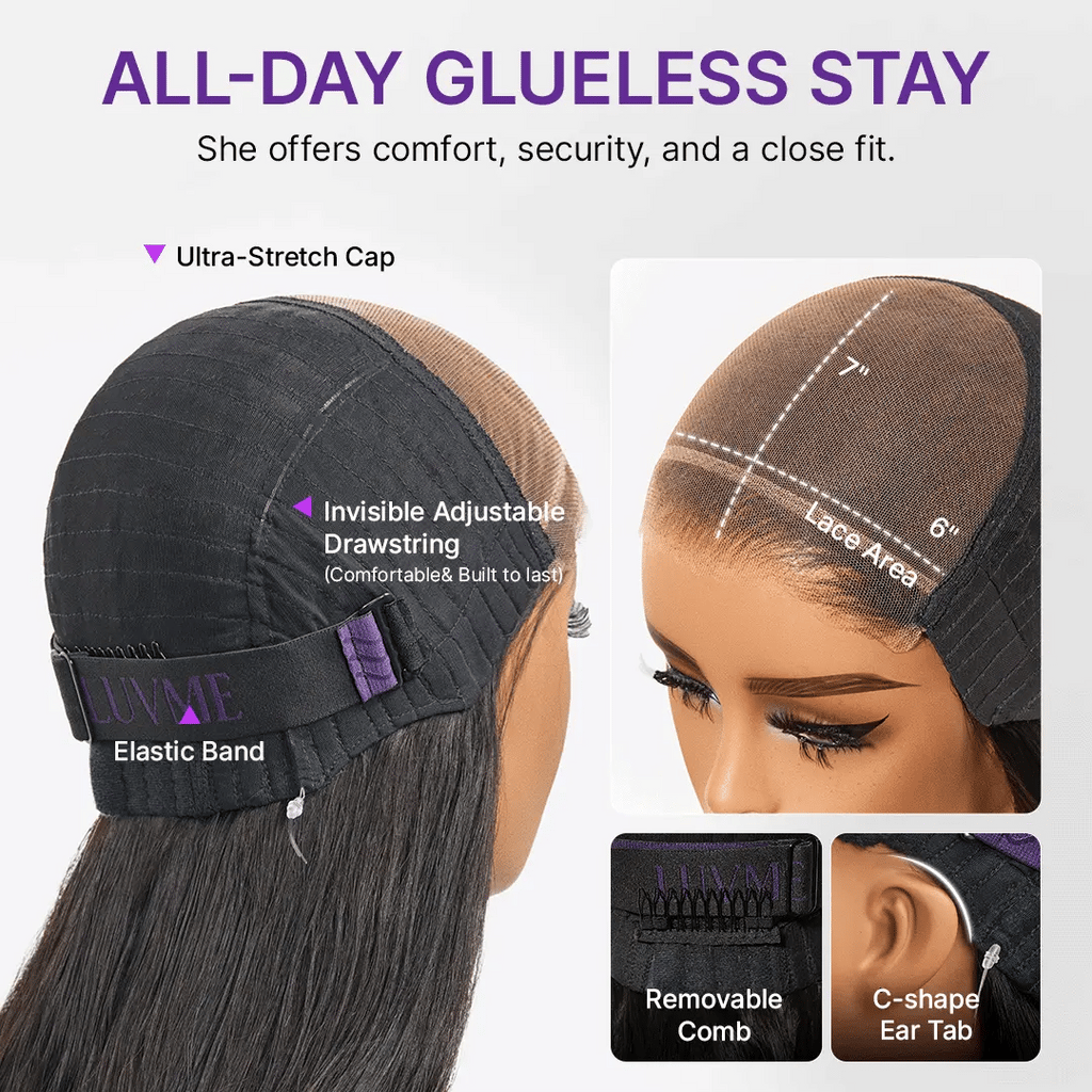 special I MyOwn-Fit™ PartingMax Glueless Personalized Comfort Wig 180% Density Regular Cap/ 250% Density Drawstring Cap Bone Straight with Baby Hair 7x6 Closure HD Lace Wig Pre Cut & Plucked & Bleached Ready to Go