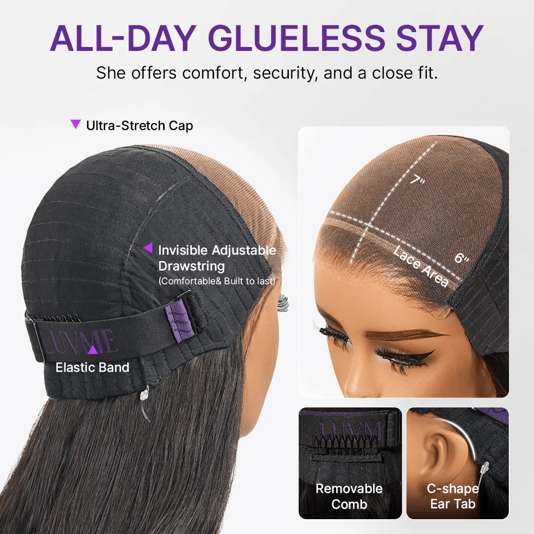 special I MyOwn-Fit™ PartingMax Glueless Personalized Comfort Wig 180% Density Regular Cap/ 250% Density Drawstring Cap Bone Straight with Baby Hair 7x6 Closure HD Lace Wig Pre Cut & Plucked & Bleached Ready to Go