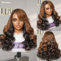 Worth | Brown Mix Black C Part Glueless Loose Wave 5x5 Closure Wig With Bangs 100% Human Hair