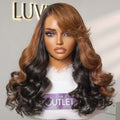 Worth | Brown Mix Black C Part Glueless Loose Wave 5x5 Closure Wig With Bangs 100% Human Hair