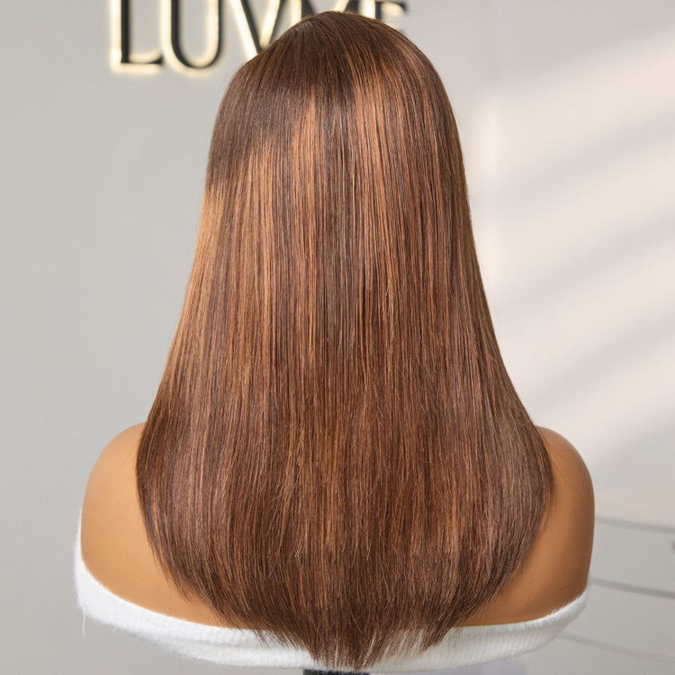 Worth | Elegant Brown Ombre Trendy Layered Cut Glueless Minimalist Lace Wig 100% Human Hair