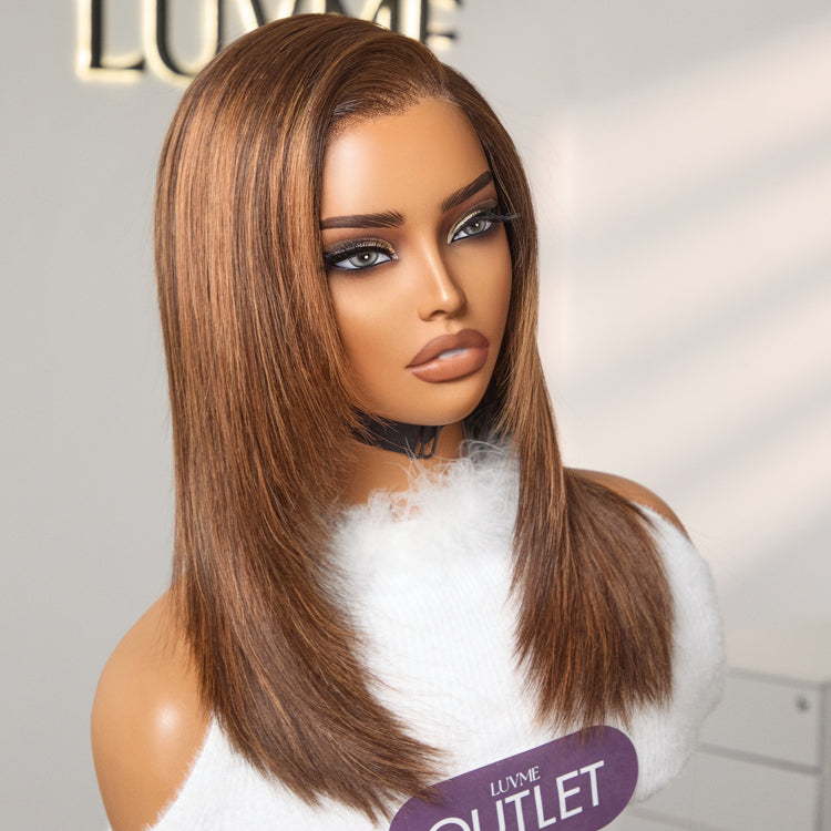 Worth | Elegant Brown Ombre Trendy Layered Cut Glueless Minimalist Lace Wig 100% Human Hair