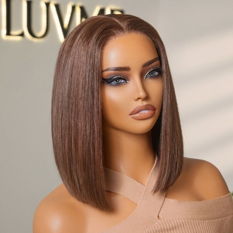 VolumeMAX™ 200% Density Chestnut Brown ReadytoGo Super Double Drawn 4x4 Lace 10 inches Wig Pre-cut Lace