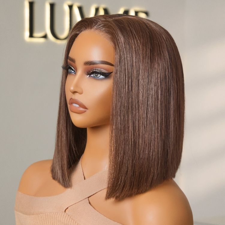 VolumeMAX™ 200% Density Chestnut Brown ReadytoGo Super Double Drawn 4x4 Lace 10 inches Wig Pre-cut Lace