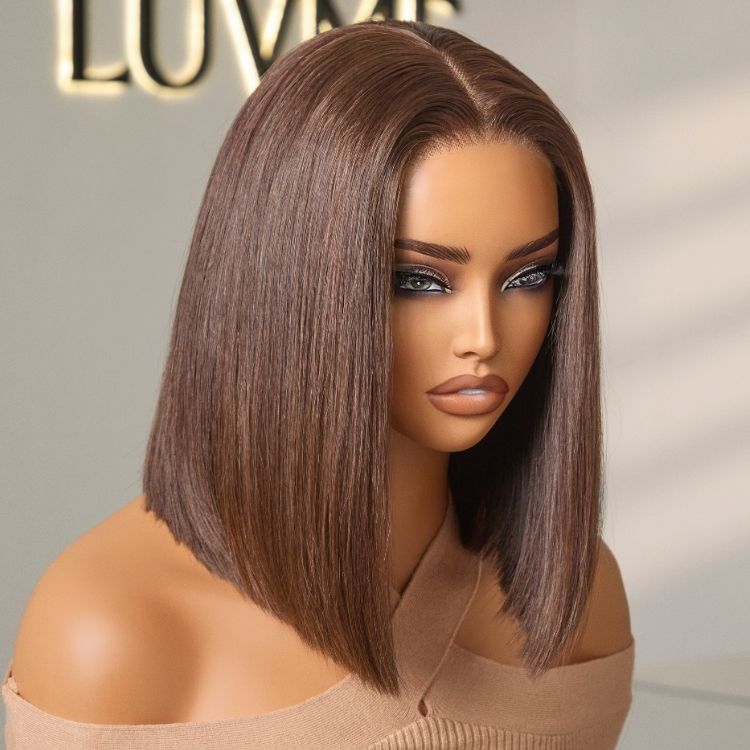 VolumeMAX™ 200% Density Chestnut Brown ReadytoGo Super Double Drawn 4x4 Lace 10 inches Wig Pre-cut Lace