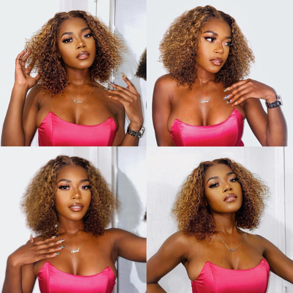 Worth | Blonde Highlight Curly Bob 13x4 Frontal Lace Wig