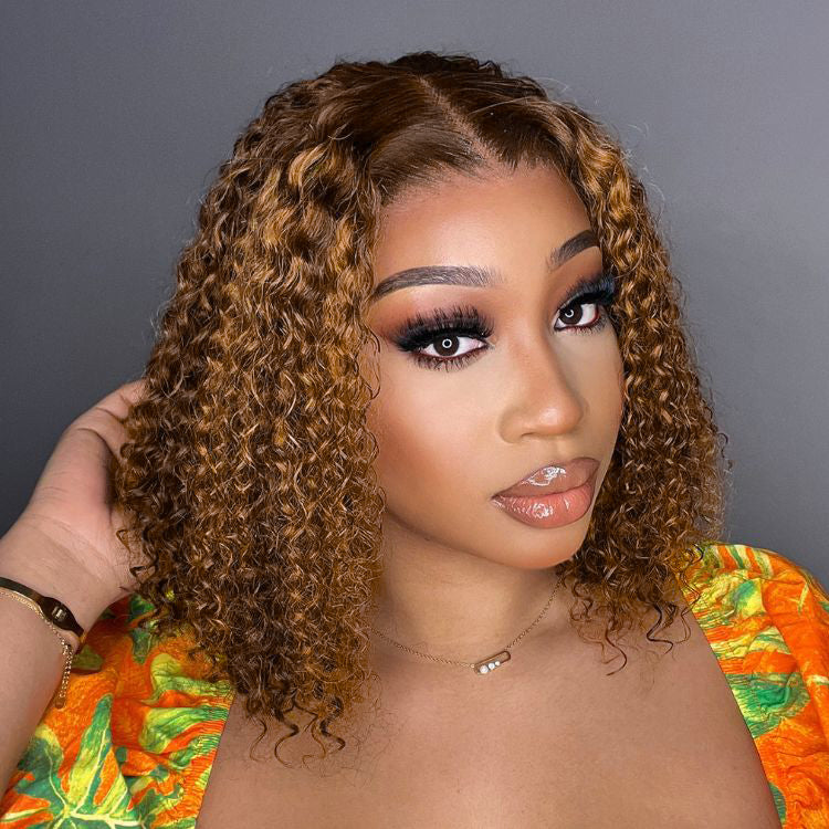 Worth | Blonde Highlight Curly Bob 13x4 Frontal Lace Wig