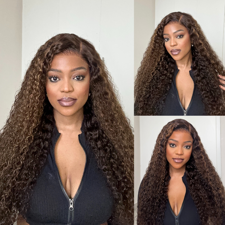 [boits_diale]'s Special Link SouthKiss All-Day Comfort™ Wig PartingMax Brown Highlights Funmi Curly 7x6 Closure HD Lace Glueless Wig Pre Cut Lace