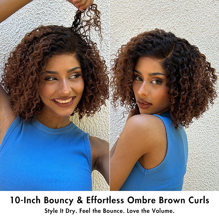ReadytoGo Trendy Short Cut Curly Minimalist HD Lace Glueless Side Part Wig 100% Human Hair Pre-Cut Lace
