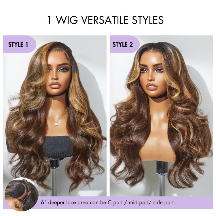Worth | SouthKiss Hair PartingMax Glueless Wig Ash Blonde Highlight Elegant Body Wave 7x6 Closure HD Lace Human Hair Wig Pre-Cut Lace