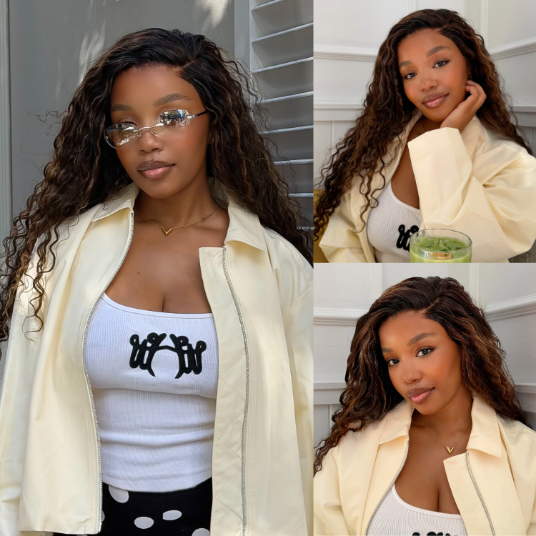 [mbalimkh_]'s Special Link SouthKiss All-Day Comfort™ Wig PartingMax Brown Highlights Funmi Curly 7x6 Closure HD Lace Glueless Wig Pre Cut Lace