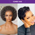 2 For 1 | Super Hot Pixie Cut Glueless HD Lace Wig + 170% Density ReadytoGo Knotless Fulani Braids Natural Afro Glueless 13x4 Frontal Lace Wig
