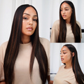 [morgantasneem]'s Special Link PreMax Wigs | Ultra Natural Hairline Brown Highlight & Natural Black Silky Straight Glueless 13x4 Frontal Lace Long Wig Pre-Cut Lace