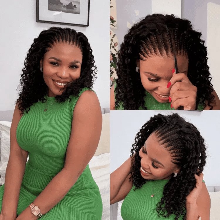 Readitress™ Knotless Fulani Braids Deep Wave Glueless Ear-to-ear 13x4 Frontal HD Lace Wig Human Hair