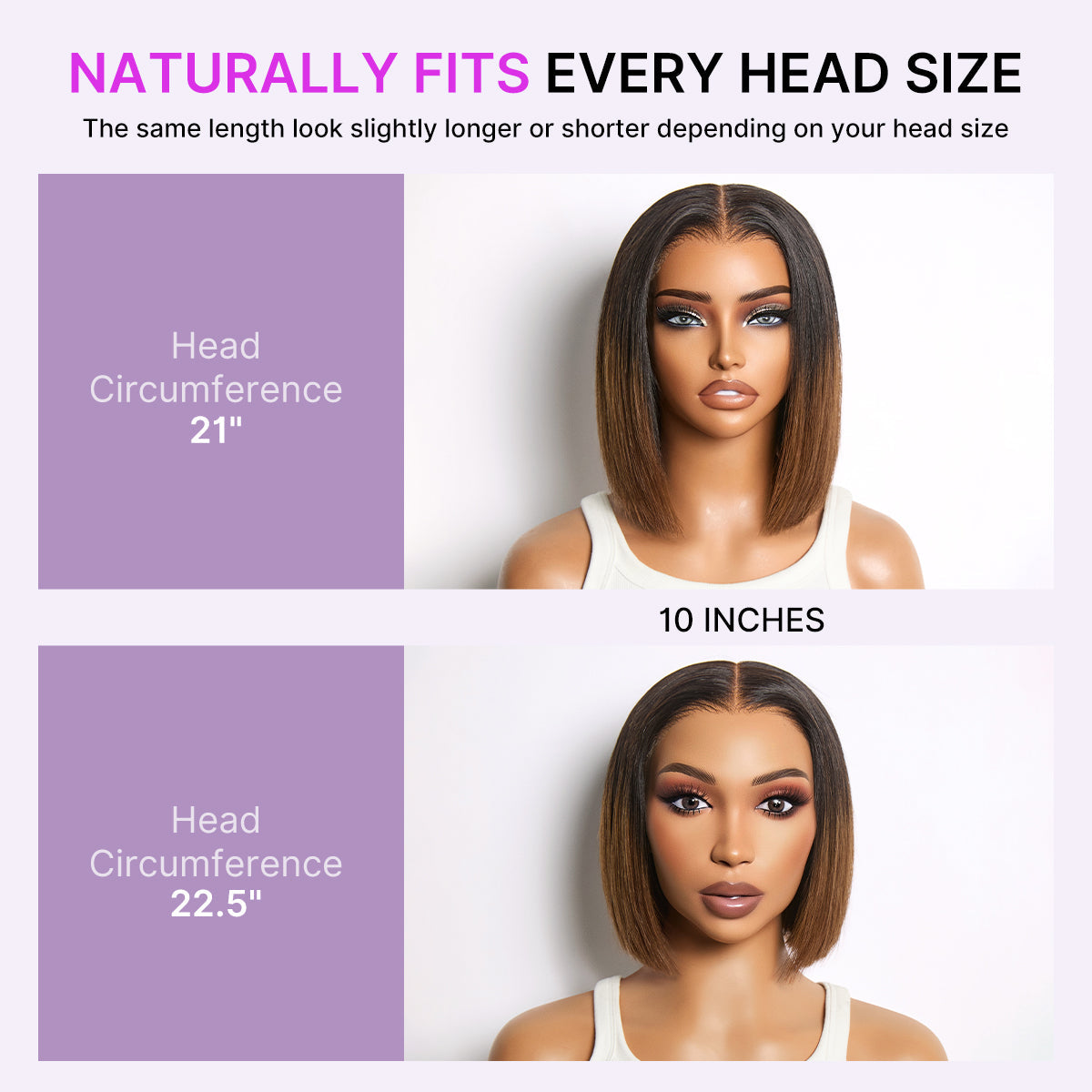 SouthKiss All-Day Comfort™ Wig Ombre Brown Silky Blunt Cut Bob Glueless 7x6 Closure HD Lace Wig Pre-Cut Lace