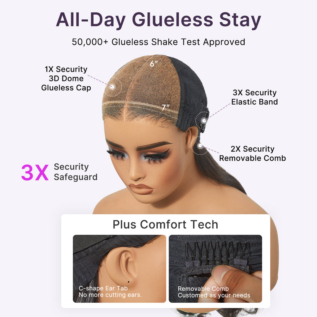 SouthKiss All-Day Comfort™ Wig Ombre Brown Silky Blunt Cut Bob Glueless 7x6 Closure HD Lace Wig Pre-Cut Lace
