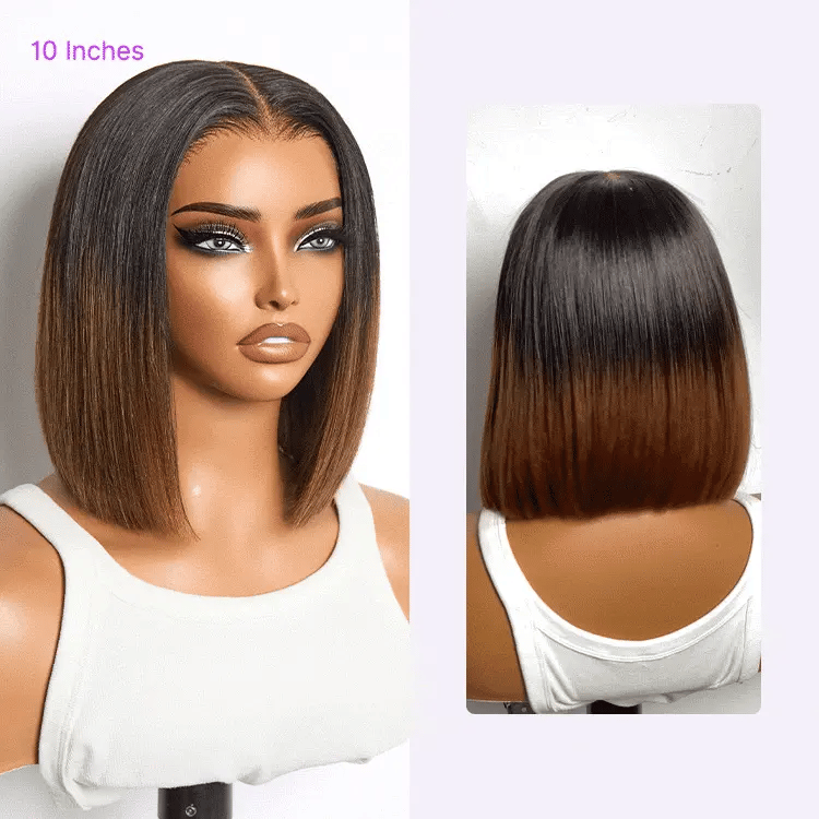 SouthKiss All-Day Comfort™ Wig Ombre Brown Silky Blunt Cut Bob Glueless 7x6 Closure HD Lace Wig Pre-Cut Lace