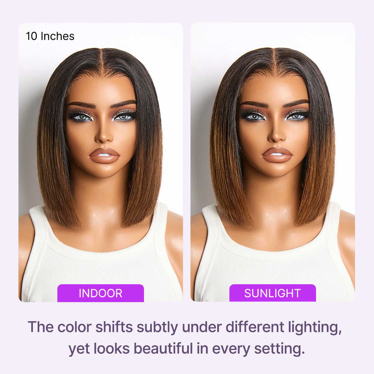 SouthKiss All-Day Comfort™ Wig Ombre Brown Silky Blunt Cut Bob Glueless 7x6 Closure HD Lace Wig Pre-Cut Lace