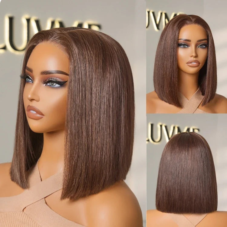 VolumeMAX™ 200% Density Chestnut Brown ReadytoGo Super Double Drawn 4x4 Lace 10 inches Wig Pre-cut Lace