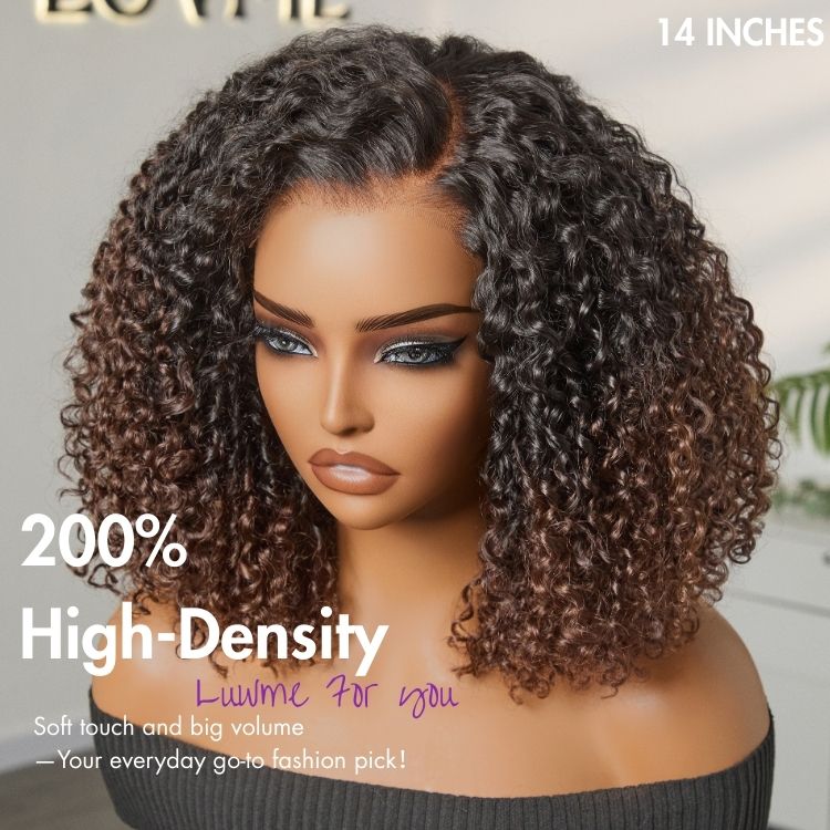special I VolumeMAX™ 200% Density ReadytoGo Beginner Friendly Ombre Blonde Glueless 5x5 Closure Lace HD Lace Small Kinky Curly 14 inches C Part Wig