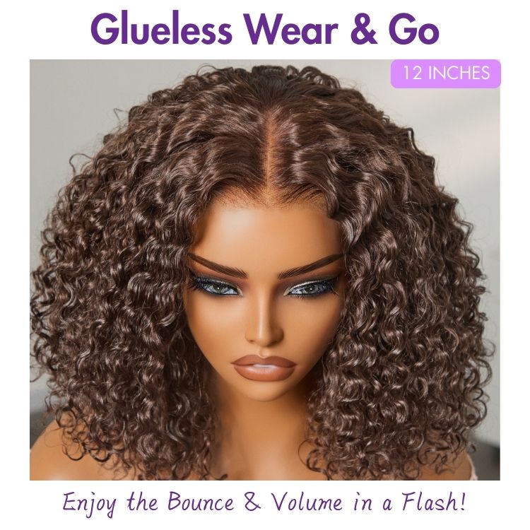 VolumeMAX™ 220% Density ReadytoGo Beginner Friendly Chestnut Brown / Natural Black Glueless 5x5 Closure Lace HD Lace Curly Wig