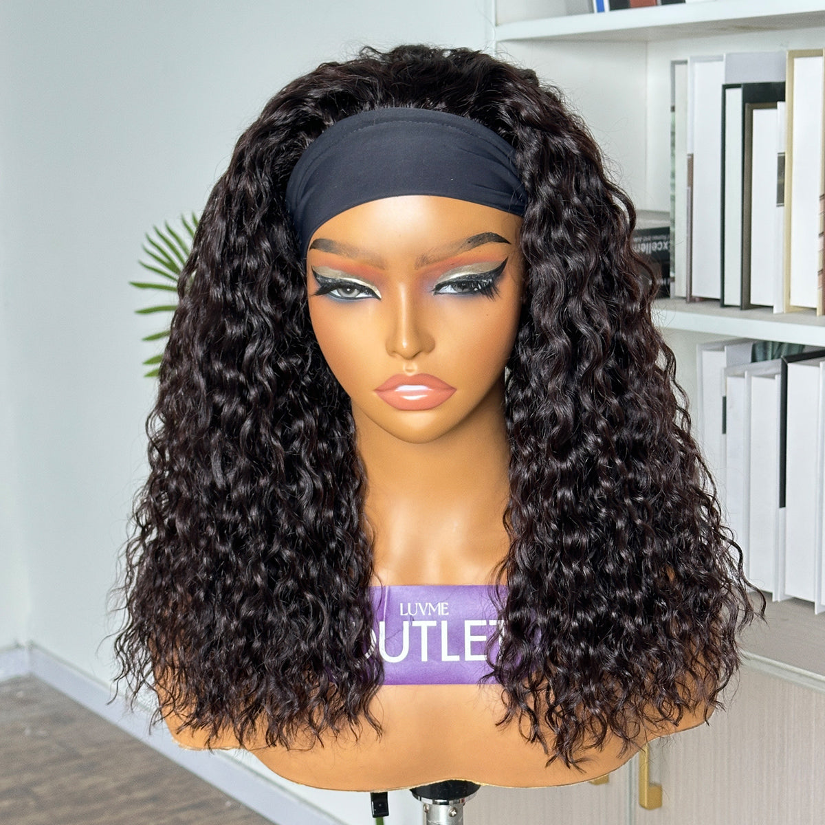 Worth | Natural Black Water Wave Wigs Headband Wig