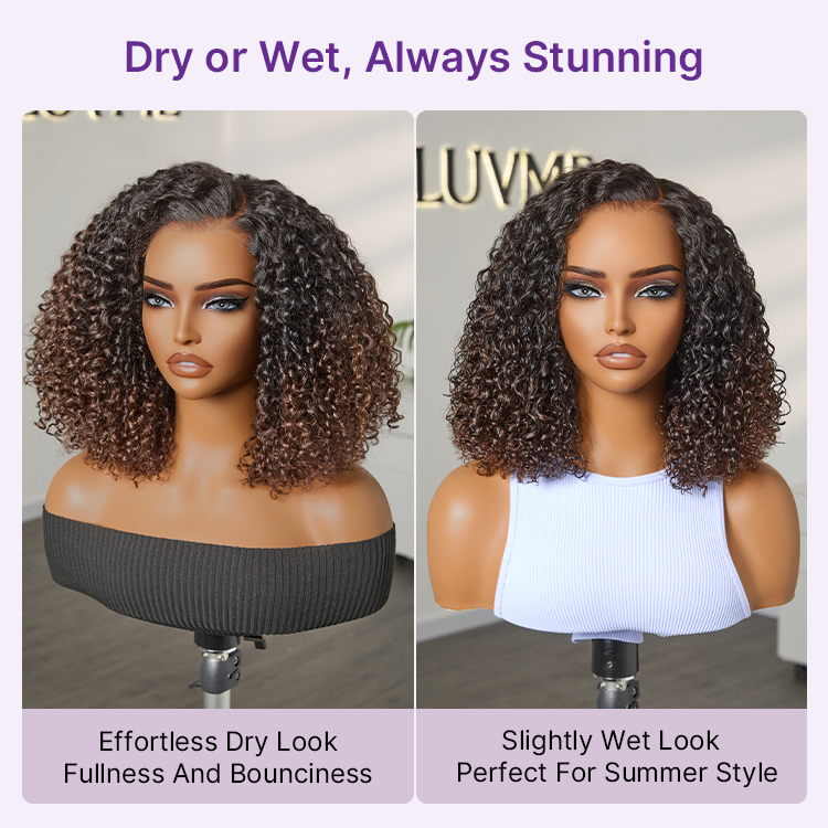 special I VolumeMAX™ 200% Density ReadytoGo Beginner Friendly Ombre Blonde Glueless 5x5 Closure Lace HD Lace Small Kinky Curly 14 inches C Part Wig