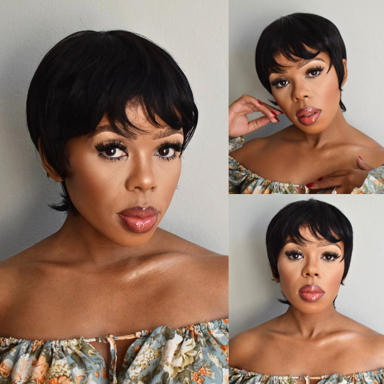 [snenhlanhla__m]'s Special Link Throw On & Go Short Cut with Bangs Wig Ultra Comfort Cotton Cap Glueless Wig Hair Loss Friendly