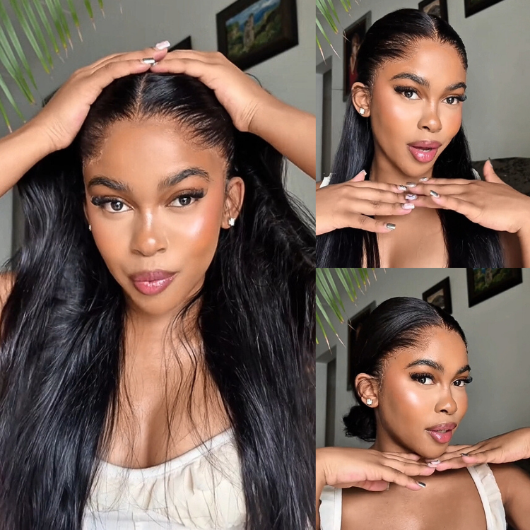 special I  NatureMAX™ Pre-do Lagos Hairline Flexi Fit Invisi Drawstring Cap Silky Straight Glueless 13x4 Frontal HD Lace Wig Pre-Cut Lace