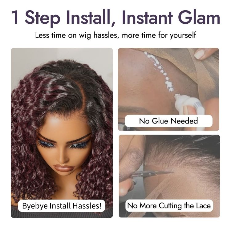 [morgantasneem]'s Special Link VolumeMAX™ 200% Density ReadytoGo Beginner Friendly Burgundy Glueless 5x5 Closure Lace HD Lace 14 inches Curly Wig