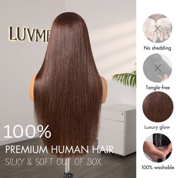 [nomsamadida]'s Special Link PreMax Wigs - Flexi-Fit Silky Straight Invisi Drawstring Cap Chestnut Brown Glueless 13x4 Frontal Lace Human Hair Wig Pre-Cut Lace