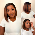 [londiwebonni]'s Special Link PreMax Wigs | Brown Highlight Silky Blunt Cut Bob Glueless Lace Wig With Pre-Bleached Pre-Plucked Pre-Cut Lace