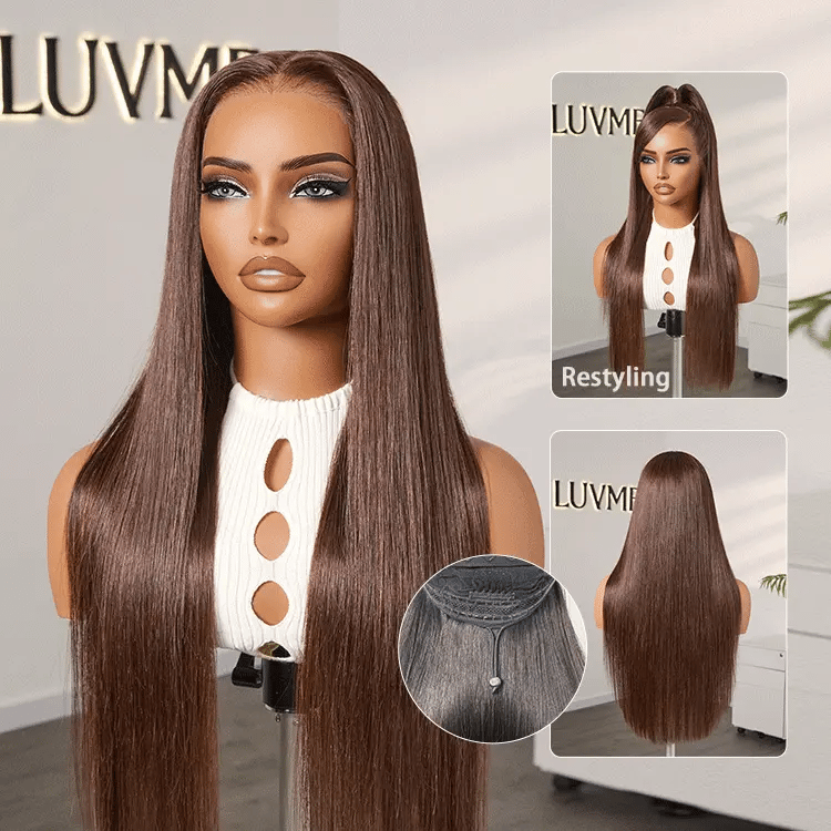 [yayamwanda]'s Special Link PreMax Wigs - Flexi-Fit Silky Straight Invisi Drawstring Cap Chestnut Brown Glueless 13x4 Frontal Lace Human Hair Wig Pre-Cut Lace