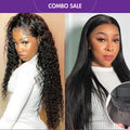 2 For 1 | PreMax 180% Density Water Wave Glueless Flexi-Fit Drawstring 13x4 Frontal Lace Fluffy Curly Wig+Flexi-Fit Silky Straight Invisi Drawstring Cap Regular Lace Glueless 13x4 Frontal Lace Human Hair Wig