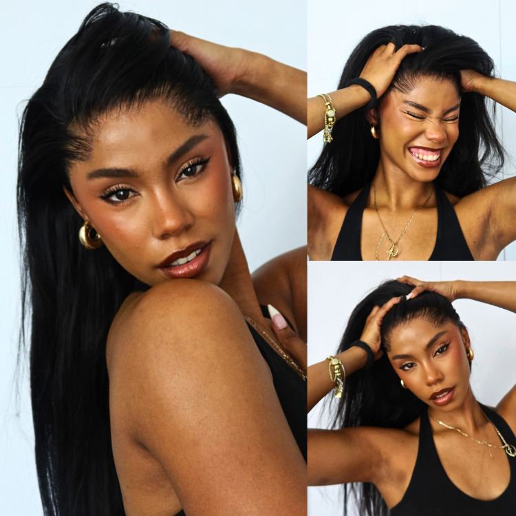 [chelsea_sloan]'s Special Link NatureMAX™ Pre-do Lagos Hairline Flexi Fit Invisi Drawstring Cap Natural Black & Copper Ombre Highlights Silky Straight Glueless 13x4 Frontal HD Lace Wig Pre-Cut Lace