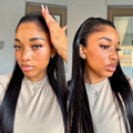[khannnyiii]'s Special Link NatureMAX™ Pre-do Lagos Hairline Flexi Fit Invisi Drawstring Cap Natural Black & Copper Ombre Highlights Silky Straight Glueless 13x4 Frontal HD Lace Wig Pre-Cut Lace