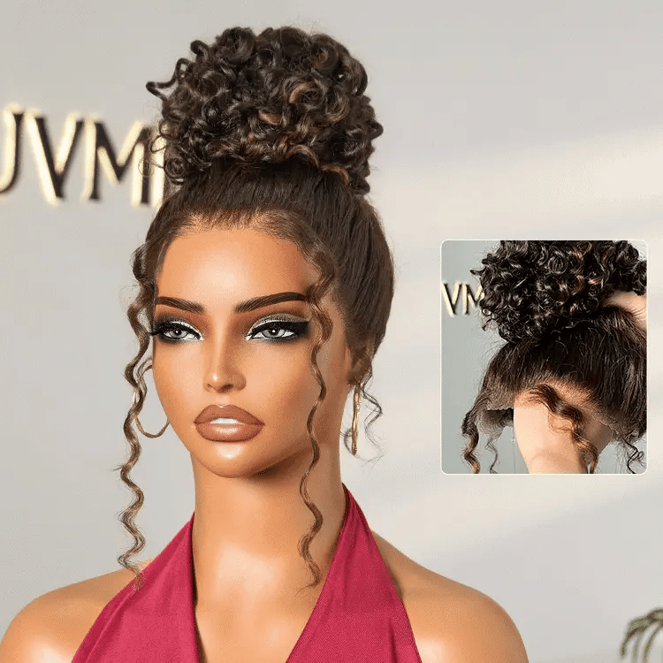 [faith.nketsi]'s Special Link VolumeMAX™ 200% Density Brown Highlights Flexi-Fit Invisi Drawstring Cap Glueless 360 Lace Super Natural Hairline Water Wave Free Part 100% Human Hair Wig