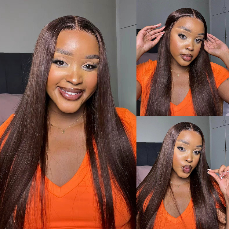 [seson.aa]'s Special Link PreMax Wigs - Flexi-Fit Silky Straight Invisi Drawstring Cap Chestnut Brown Glueless 13x4 Frontal Lace Human Hair Wig Pre-Cut Lace