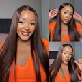 [seson.aa]'s Special Link PreMax Wigs - Flexi-Fit Silky Straight Invisi Drawstring Cap Chestnut Brown Glueless 13x4 Frontal Lace Human Hair Wig Pre-Cut Lace