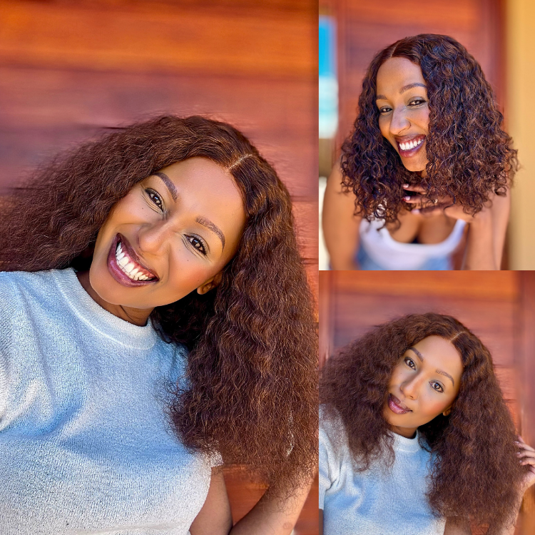 [kamo_phachane]'s Special Link VolumeMAX™ 220% Density ReadytoGo Beginner Friendly Chestnut Brown / Natural Black Glueless 5x5 Closure Lace HD Lace Curly Wig