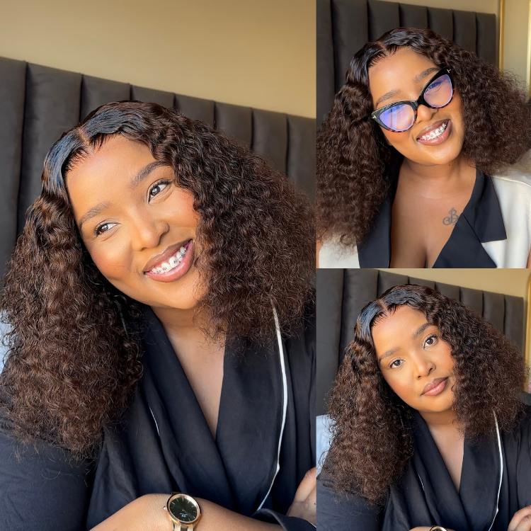 [boity_mhlafu]'s Special Link VolumeMAX™ 220% Density ReadytoGo Beginner Friendly Chestnut Brown / Natural Black Glueless 5x5 Closure Lace HD Lace Curly Wig
